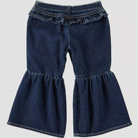 Jean évasé à volants pour femme en denim doux, taille élastique, tissu confortable et respirant, idéal pour le quotidien et l'hiver