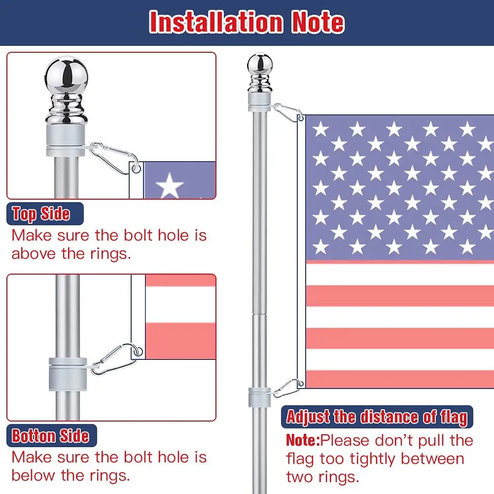 Кольцо-флагшток без спутывания 360 градусов, ветрозащитное и защищенное от ржавчины, подходит для флагштоков диаметром 0,7-1 дюйм