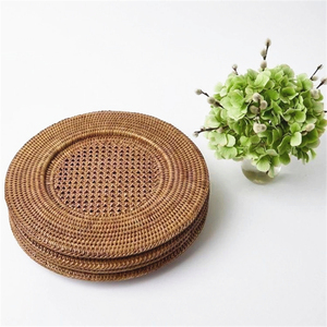 Assiettes rondes en bambou avec Design Boho, chargeur, benne pour dîner et mariages, tapis de mariage, en rotin, Vintage, 12 pièces - Product Image 6