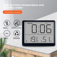 Moderne Minimalistische Elektronische Uhr Temperatur- und Feuchtigkeitsanzeige LCD Schreibtisch-Timer Kleiner Wecker für Zuhause/Büro Quadratisches Design