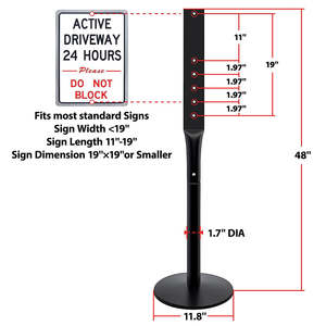 HLY segnaletica di parcheggio retrattile Stand,Heavy Duty in ghisa segno di posta e Base Kit porta segno portatile per il parcheggio - Product Image 3