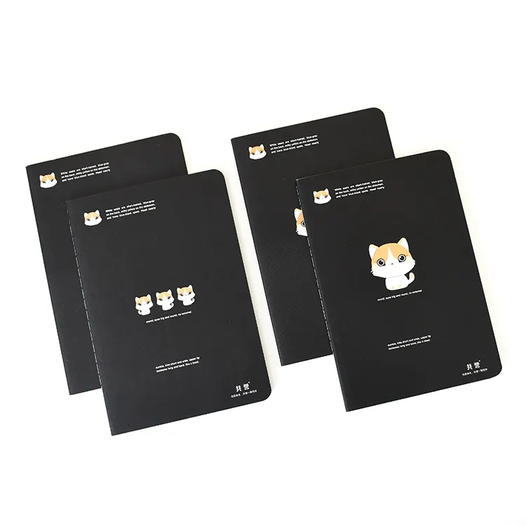 wholesale A5 Soft Cover notebook cute cat design sewing binding note book for School student lined page