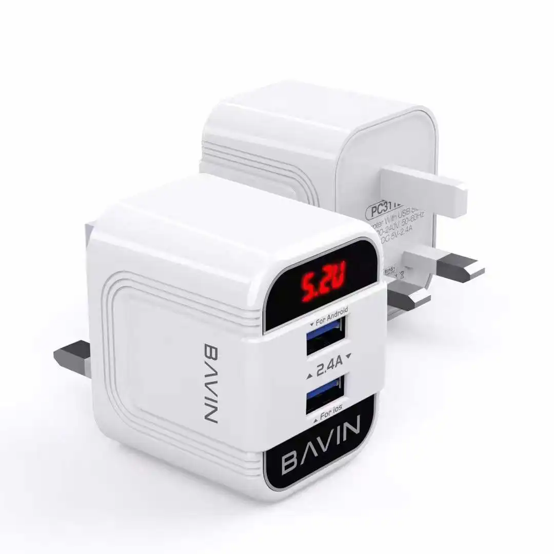 BAVIN PC311E Fast Charging Digital Display LED Lights Dual USB Portable Charger for Lightnings Android Mobile Cell Phone