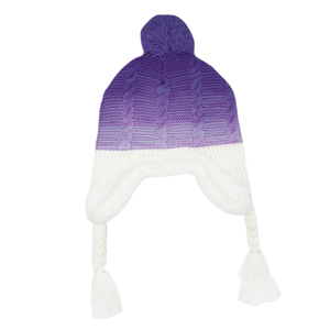 Bonnet d'hiver chaud en fibre acrylique tricoté deux tons avec logo personnalisé en gros Bonnet à oreillettes doux avec <span class=keywords><strong>pompon</strong></span> Chapeau pull tricoté - Product Image 3