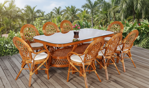 ชุดโต๊ะรับประทานอาหารหวายสไตล์โมเดิร์นแบบไม่พับได้ สำหรับร้านอาหารและโรงแรม ใช้กลางแจ้ง โต๊ะยาว - Product Image 6