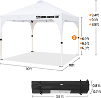 Tente Pop-Up 10x10 avec Ventilation, Installation Facile, Abri Solaire Instantané, Portable, pour Événements Commerciaux, Fêtes, Plage, Camping en Plein Air