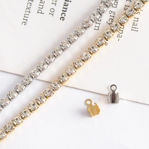 Aceworks Cadena de Acero Inoxidable con Garras de Diamante, Cadena de Oro al Vacío con Diamantes, Cadena de Tenis DIY para Collar y Pulsera - Product Image 2