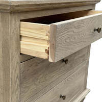 Meubles de chambre à coucher de style classique antique français, en chêne massif, fabriqués à la main, table de chevet avec 3 tiroirs