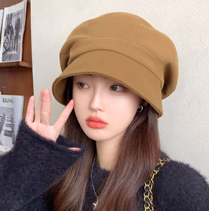 Temperament All Wear Sombrero de moda Cabeza grande Sombrero redondo Color sólido Gorra granate Tipos de letras de <span class=keywords><strong>boinas</strong></span> Hombres - Product Image 2