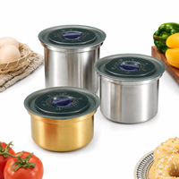 Bocal de conservation hermétique en acier inoxydable pour aliments secs (café, thé, sucre, céréales) avec couvercles à cadran de fraîcheur
