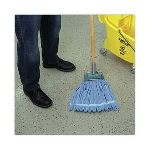 Boardwalk BWKMWTMB Medium Blue Microfiber Wet <b>Mop</b> Head with 360 Degree <b>Rotating</b> Design Plastic Basket for Home Use - Product Image 4