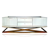 Grand meuble en miroir brillant, Table de salon, meuble TV, banc, vente en gros