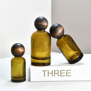 Commercio all'ingrosso vuoto 30ml 50ml 100ml vuoto ambra bicchiere rotondo flacone Spray per profumo con tappo a sfera in legno - Product Image 5