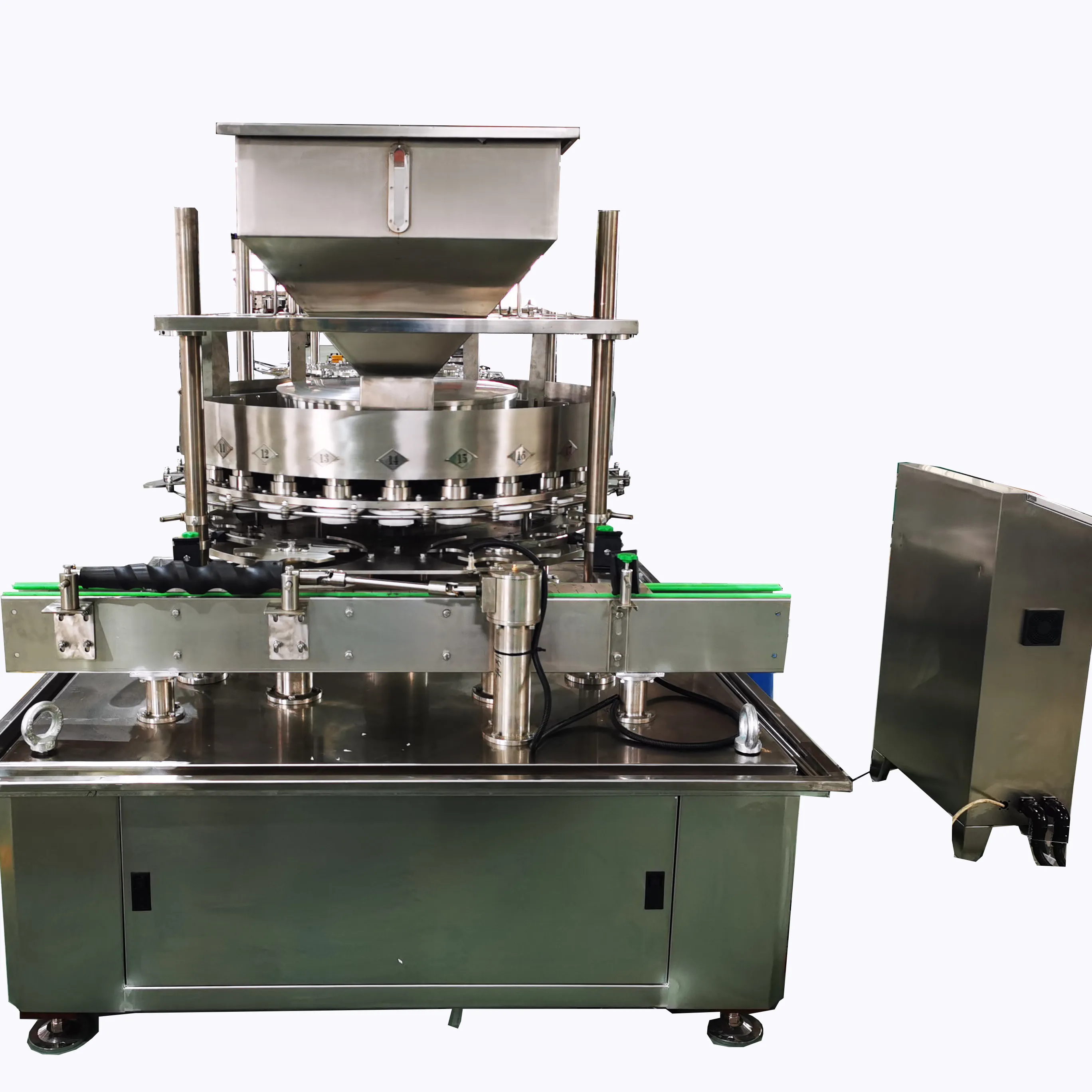 Double Head Automatic Can Grain Corn Hopper Glass Salt Bottle Filler Granule Filling Machine