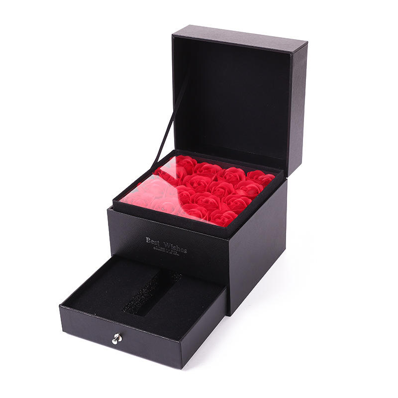 16 Roses Lipstick Box Immortal Flower Necklace Jewelry Box for Valentine's Day Mother's Day Birthday Gift Box