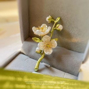 Retro moda temperamento verde jasmim broche planta flor pérola broche conjunto <span class=keywords><strong>pin</strong></span> acessórios - Product Image 3