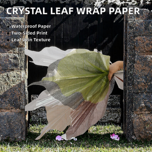 Papier <span class=keywords><strong>d</strong></span>'emballage transparent en cristal <span class=keywords><strong>à</strong></span> feuilles, imprimé floral double face, revêtement UV, impression quadricolore, imperméable, 50x63cm, 20 - Product Image 2