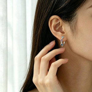 Fashion Cuff Earrings Round Zircon Claw Setting Copper Alloy Women's Jewelry Geometric Design Everyday Wear Commuting Style - Product Image 3