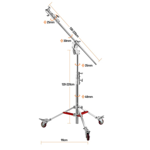 Verstelbare Lichten Heavy Duty Rvs 250Cm Light Stand + Boom Arm C Stand + Wiel Dragende 25kg Voor Flash - Product Image 1