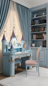 <span class=keywords><strong>Bureau</strong></span> <span class=keywords><strong>enfant</strong></span> sur le thème du château de rêve à l'européenne, avec plusieurs tiroirs de grande capacité, table d'étude et d'écriture pour les chambres des filles - Product Image 4
