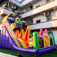 Toboggan aquatique gonflable en gros avec piscine, toboggan en PVC durable de qualité commerciale pour enfants et adultes, parc aquatique extérieur