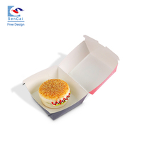 Boîte de papier à hamburger épaisse et forte à emporter boîtes de marque personnalisées boîte de papier à hamburger fast food