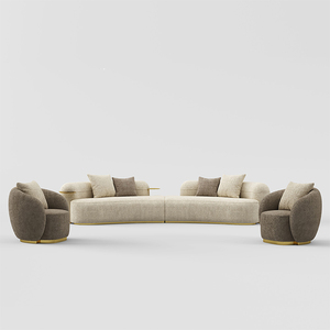 Ensemble de canapés modulaires en forme de C à décor en acier inoxydable doré, meubles de salon, tissu à boucle polaire - Product Image 3