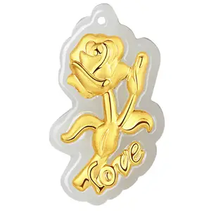 Pendentif en or 24k pour la fête des mères, bijoux avec pierre de jade hetian, rose d'amour, vente en gros, livraison gratuite