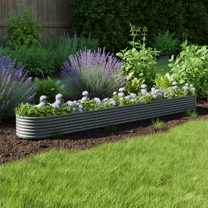 Bac à légumes surélevé en acier gris thermolaqué, 8 pieds de long, pour la culture de légumes et de fleurs en extérieur - Product Image 2
