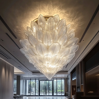 Lustre en cristal de plume de feuille de hall d'hôtel d'éclairage d'ingénierie de couloir administratif de réception de club