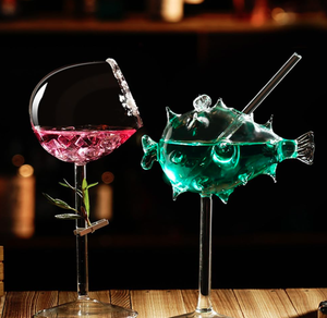 Verres à cocktail soufflés à la main texturés écailles de poisson, verres à pied bleu ombré, verrerie inspirée des sirènes pour <span class=keywords><strong>mariage</strong></span> - Product Image 2