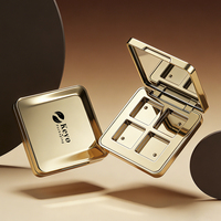 Nouvelle conception, palette de fards à paupières magnétique vide à 4 godets, format carré classique, conteneur compact pour poudre pressée avec miroir