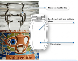<span class=keywords><strong>Barattolo</strong></span> in Vetro per Caffè e Tè di Grado Alimentare <span class=keywords><strong>con</strong></span> <span class=keywords><strong>Coperchio</strong></span> in Vetro, Design Unico <span class=keywords><strong>Ermetico</strong></span> in Borosilicato - Product Image 6