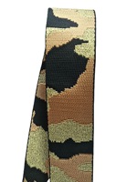 Ruban jacquard en spandex/nylon de 38 mm, fil doré et argenté, respectueux de l'environnement, pour vêtements, ceinture, sangle large de 3,8 cm, camouflage