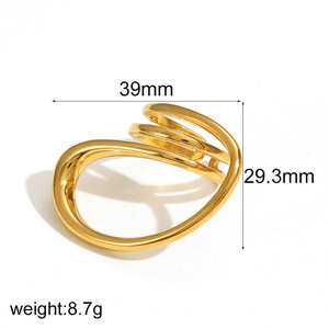 Geometric Stainless Steel <b>Rings</b> For Women 18k Gold Plated <b>Titanium</b> Steel Jewelry Party Fashion <b>Rings</b> With Pearl Inlay - Product Image 5