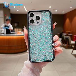 IExplore alta calidad chicas blingbling estrellas brillantes gota <span class=keywords><strong>glus</strong></span> acrílico + TPU WF funda de teléfono para iPhone 16 Pro Max - Product Image 5