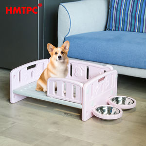 Hoge Kwaliteit Plastic Pe Roze Hond Bedden Met Twee Kommen - Product Image 2