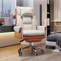 Chaise de bureau moderne robuste avec dossier inclinable et repose-pieds en cuir PU, vente directe usine