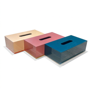 Caja de pañuelos de madera hecha a mano, estilo nórdico, diseño lacado colorido, ecológica, duradera, forma rectangular, impermeable, para el hogar - Product Image 1