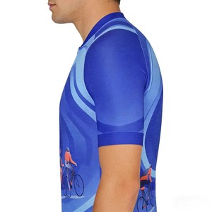 Maillot de Ciclismo de Manga Corta con Cierre Completo, Color Azul, Cortavientos, Transpirable, Impermeable, Anti-UV, de Secado Rápido y Estampado - Product Image 4