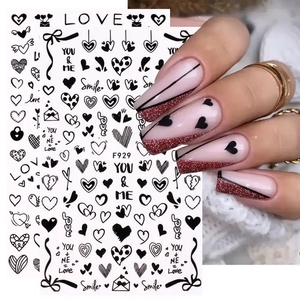 TSZS corazón amor diseño 3D Nail Art pegatinas Rojo Negro corazón dulce <span class=keywords><strong>San</strong></span> <span class=keywords><strong>Valentín</strong></span> manicura calcomanías <span class=keywords><strong>uñas</strong></span> al por mayor - Product Image 3