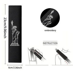 Housse de ceinture de sécurité brodée en soie glacée, coussin d'épaule Statue de la Liberté respirant et confortable universel, pour BMW Toyota Honda - Product Image 5