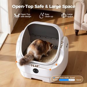 Open Top Dome Shape Odor Control Ready Use Self Cleaning APP Control Safety Sensor Ellenpent Trash Automatic Litter Box - Product Image 4