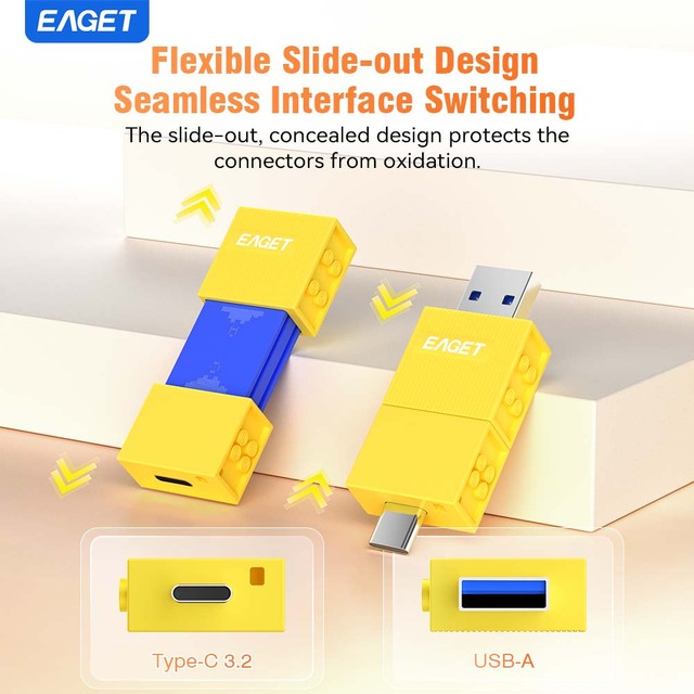 EAGET CF50-1 32GB Dual Interface 150MB/S USB Flash Drive Type-C USB-A Thumb Drive Flash Bellek Corporate Gift Memoria USB