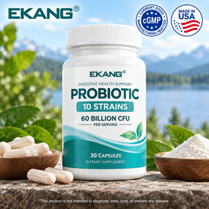Made in USA <b>Probiotic</b> 10 Strains 60 Billion CFU Digestive Health Support Dietary Supplement 30 Capsules - Product Image 1