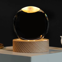 Offre Spéciale : Boule de Cristal Vierge Planète Saturne Gravée au Laser 3D, Système Solaire Galaxie, avec Base Lumineuse LED pour la Maison