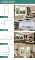 Ventana Corredera Vertical de PVC-U con Certificación AOSTTER CE y AS2047, con Aislamiento Premium para el Mercado de Exportación