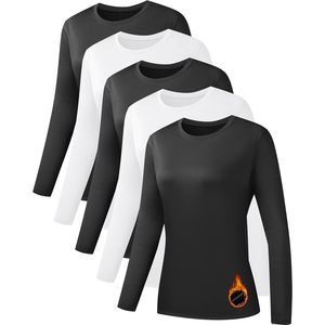 FOXA Women's Long Sleeve Thermal Shirt Fleece Lined Crew Neck Moisture Wicking Baselayer Top for <b>Ski</b> Snow Wear - Product Image 1