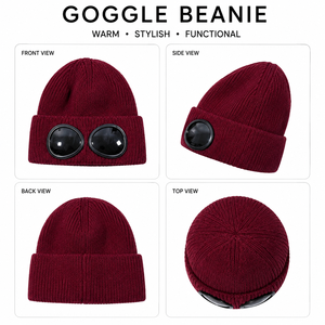 <span class=keywords><strong>Bonnet</strong></span> tricoté chaud et épais, style toque, avec lunettes intégrées – Le best-seller de l'hiver - Product Image 3