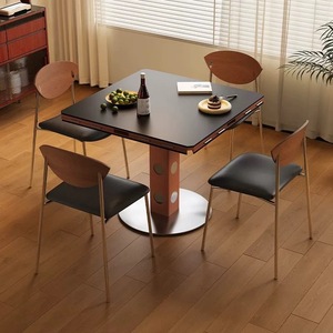 Table à manger ronde moderne 120cm 130cm avec plateau <span class=keywords><strong>en</strong></span> pierre frittée et base <span class=keywords><strong>en</strong></span> <span class=keywords><strong>bois</strong></span> massif, table de luxe pour la maison, la cuisine, le salon - Product Image 2
